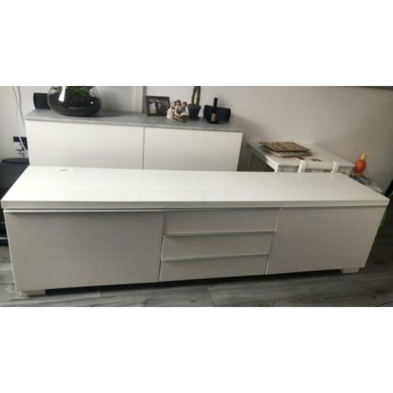 Tv-meubel, hoogglans wit, 180x41x49 cm
