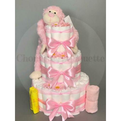 Gratis verzending Luiertaart Aap roze