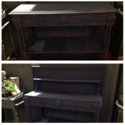 Antieke sidetable met opstand, etagère tafel, haltafel VdlM