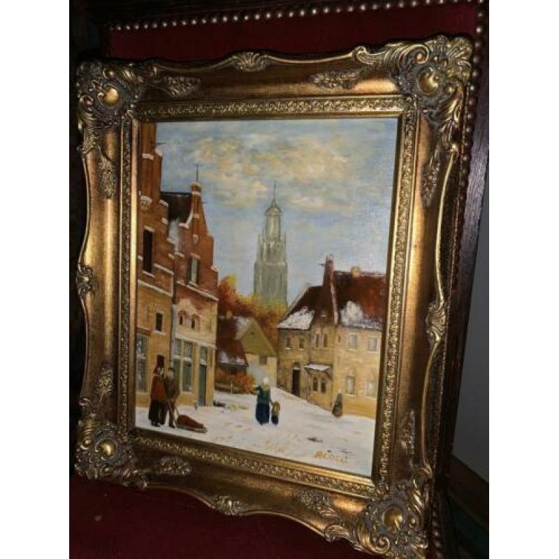 Aangeboden Schilderij Stadszicht