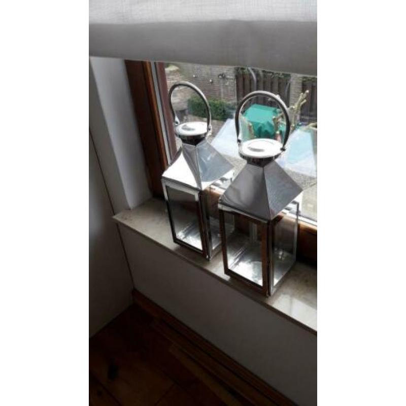 2 mooie windlichten rvs