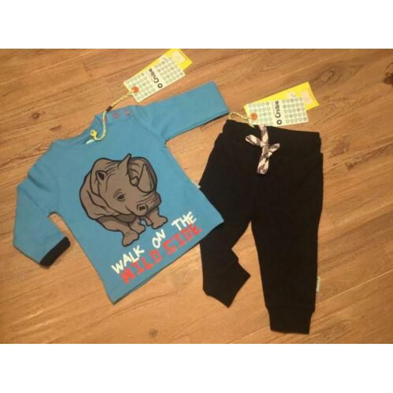 Nieuw set O’Chillie zwart broekje en longsleeve neushoorn 68