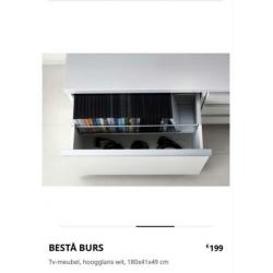 Tv-meubel, hoogglans wit, 180x41x49 cm