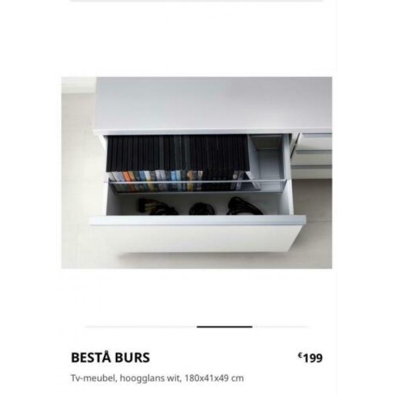 Tv-meubel, hoogglans wit, 180x41x49 cm