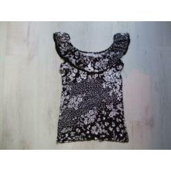 zgan zwart-wit gebloemd shirt v Jessica mt M
