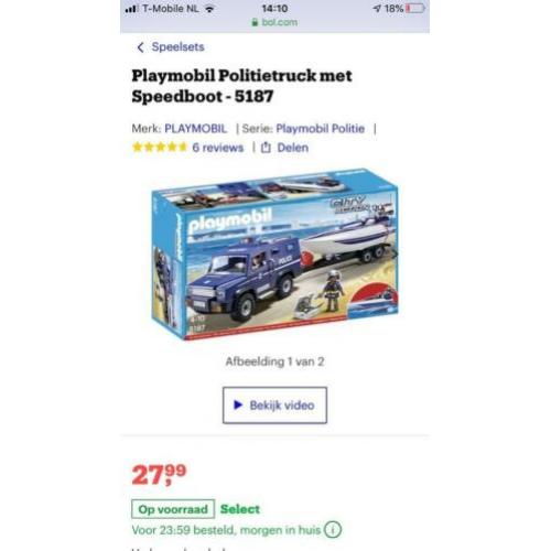 Playmobiel politie wagen en boot