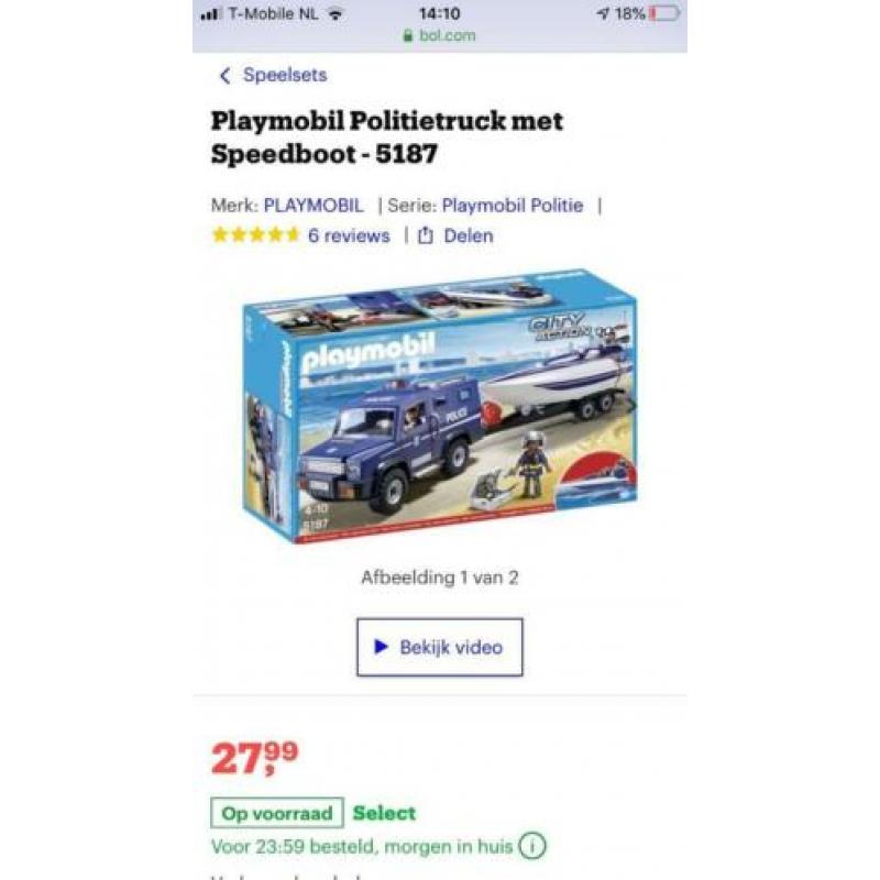 Playmobiel politie wagen en boot