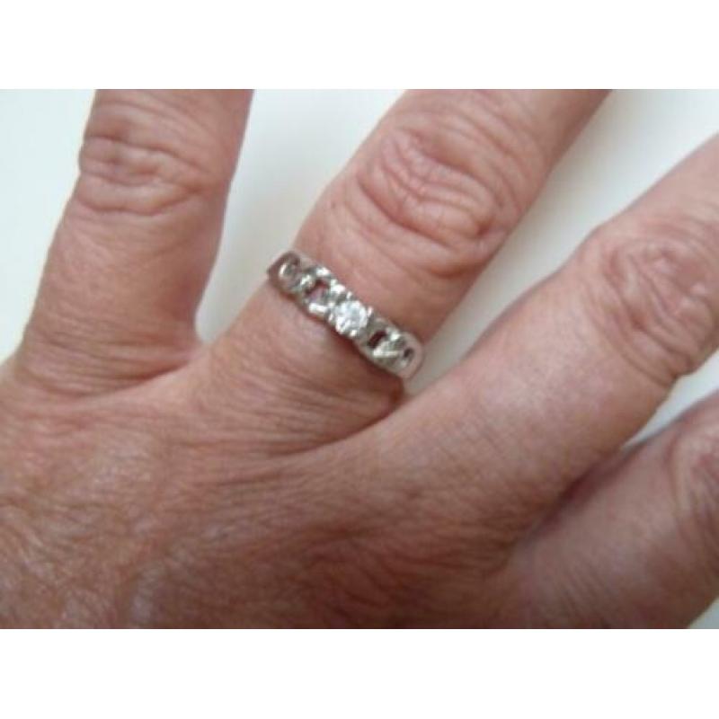 Klassieke ring gourmetschakel + solitair diamant / Luxeriös