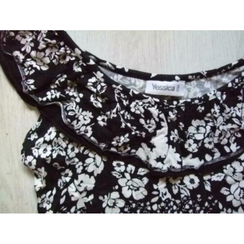 zgan zwart-wit gebloemd shirt v Jessica mt M