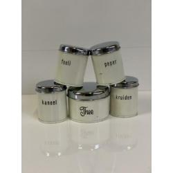 Brabantia vintage bewaar kruiden blikken crème set 5