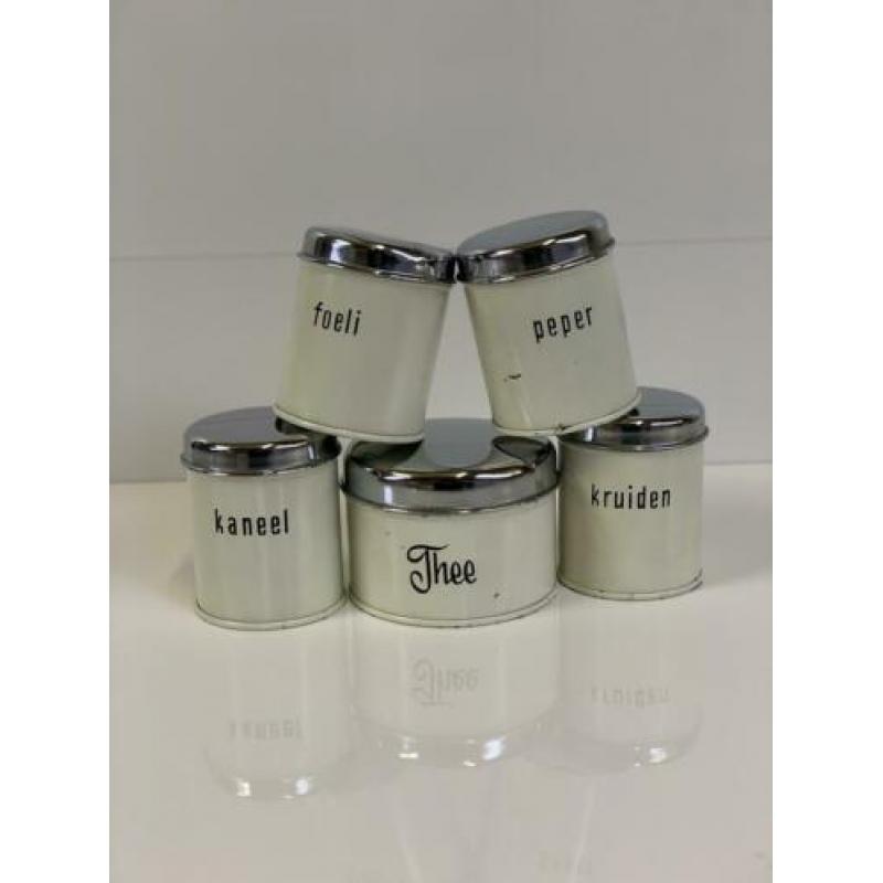 Brabantia vintage bewaar kruiden blikken crème set 5