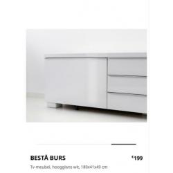 Tv-meubel, hoogglans wit, 180x41x49 cm