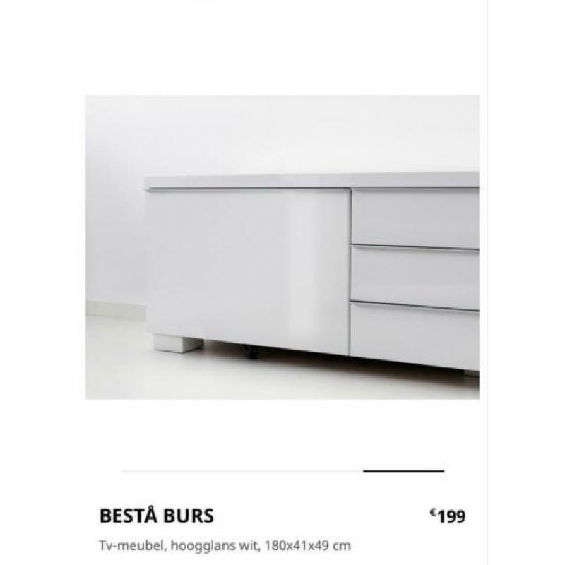 Tv-meubel, hoogglans wit, 180x41x49 cm