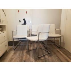 6 witte Catania lederen kwaliteit eetkamerstoelen