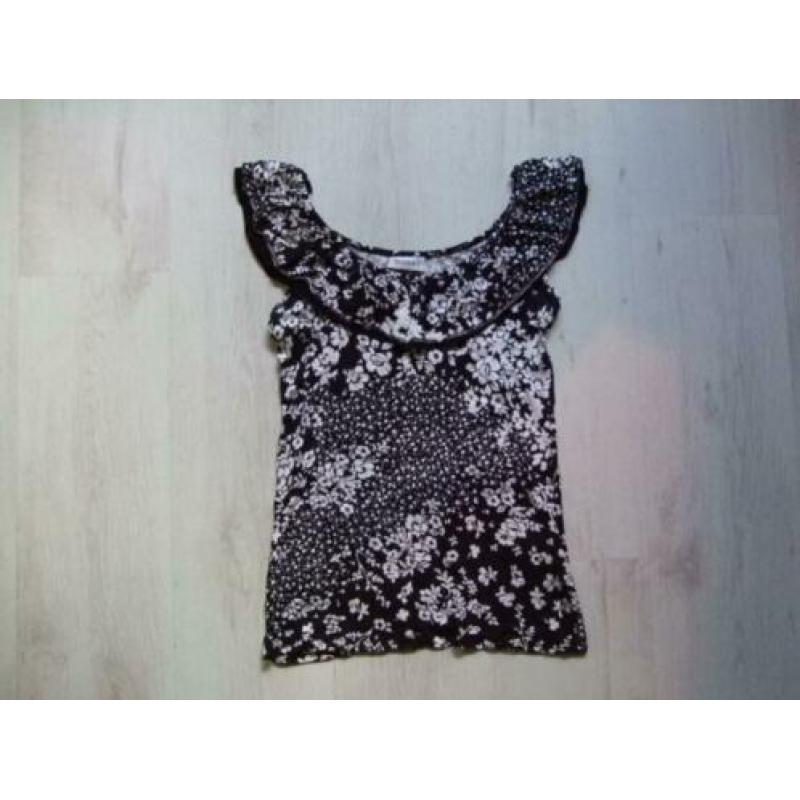zgan zwart-wit gebloemd shirt v Jessica mt M