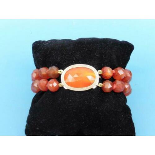 Carneolen 2-rijen armband met gouden slot (D13)