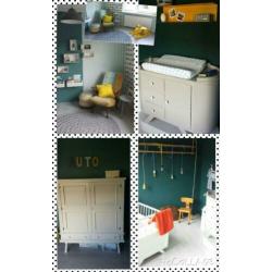 Originele grijze retro vintage commode