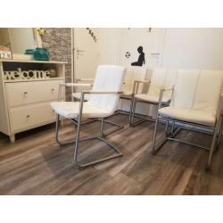 6 witte Catania lederen kwaliteit eetkamerstoelen