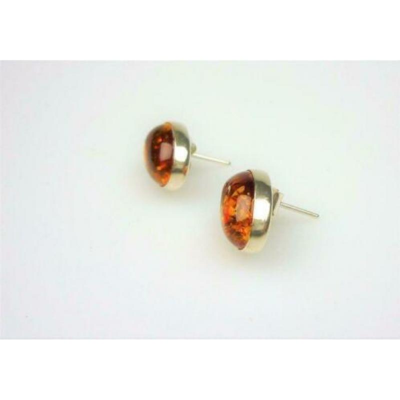 Opruiming Oorstekers zilver&amber / Z4892