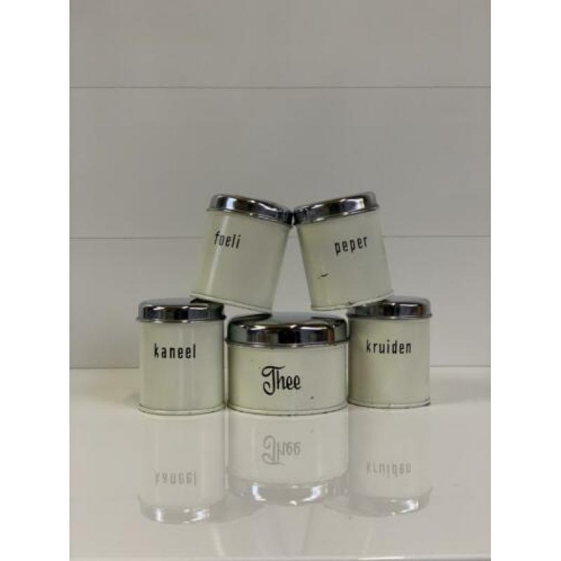Brabantia vintage bewaar kruiden blikken crème set 5