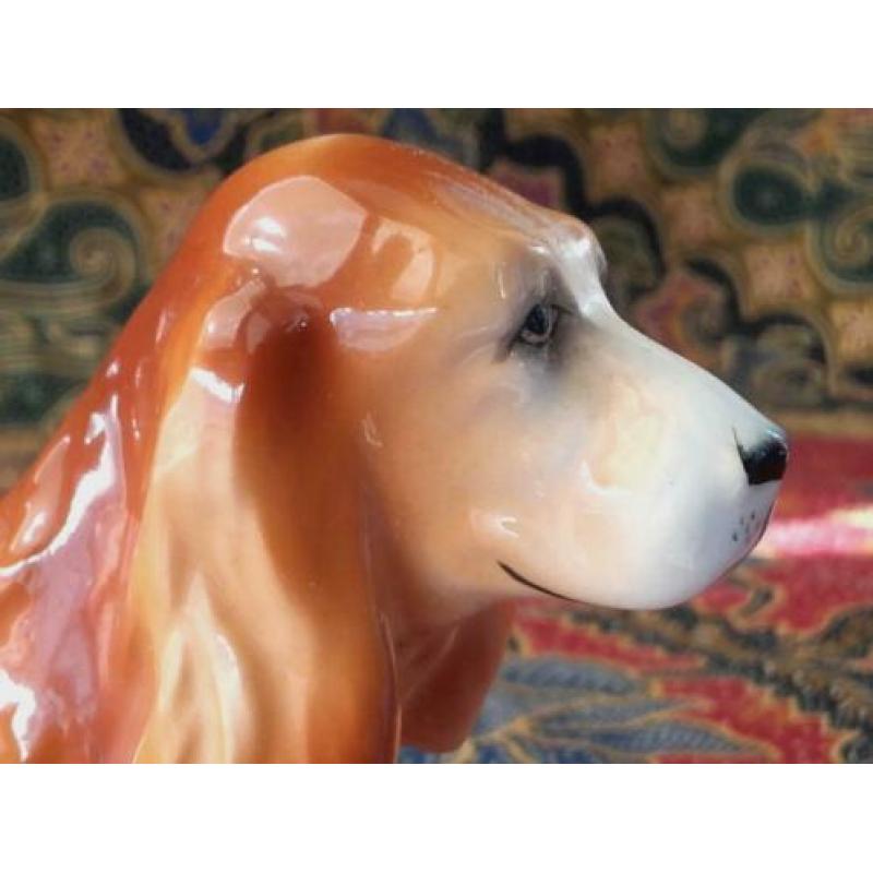 Prachtig oud porseleinen beeldje uit Engeland cocker spaniel