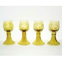 4x antique jugendstil Roemer glazen. 1900