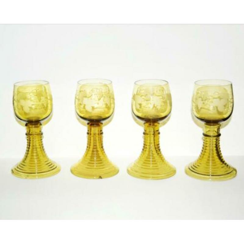 4x antique jugendstil Roemer glazen. 1900
