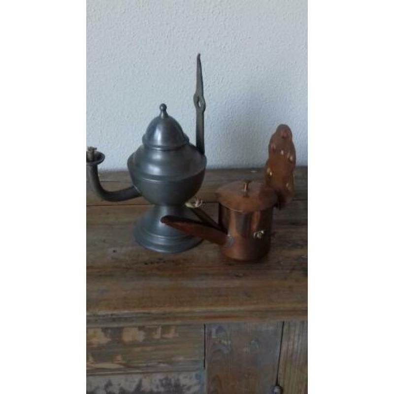 Olie lampjes tin en koper