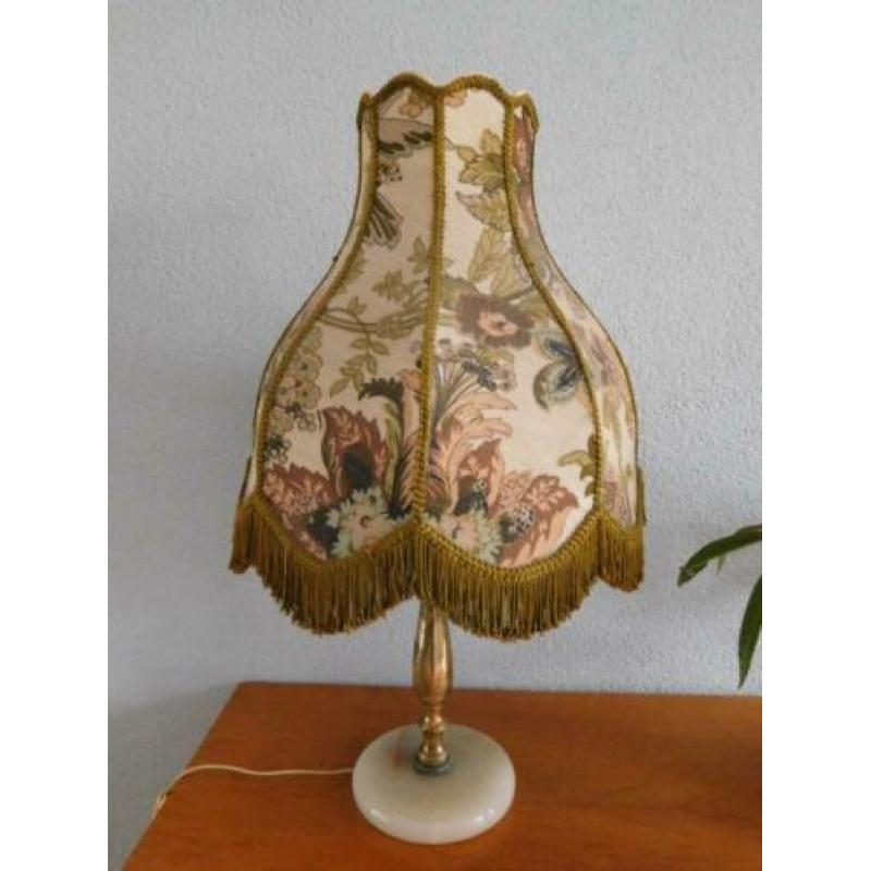 Hollywood regency, boho, vintage tafellamp, marmer&messing