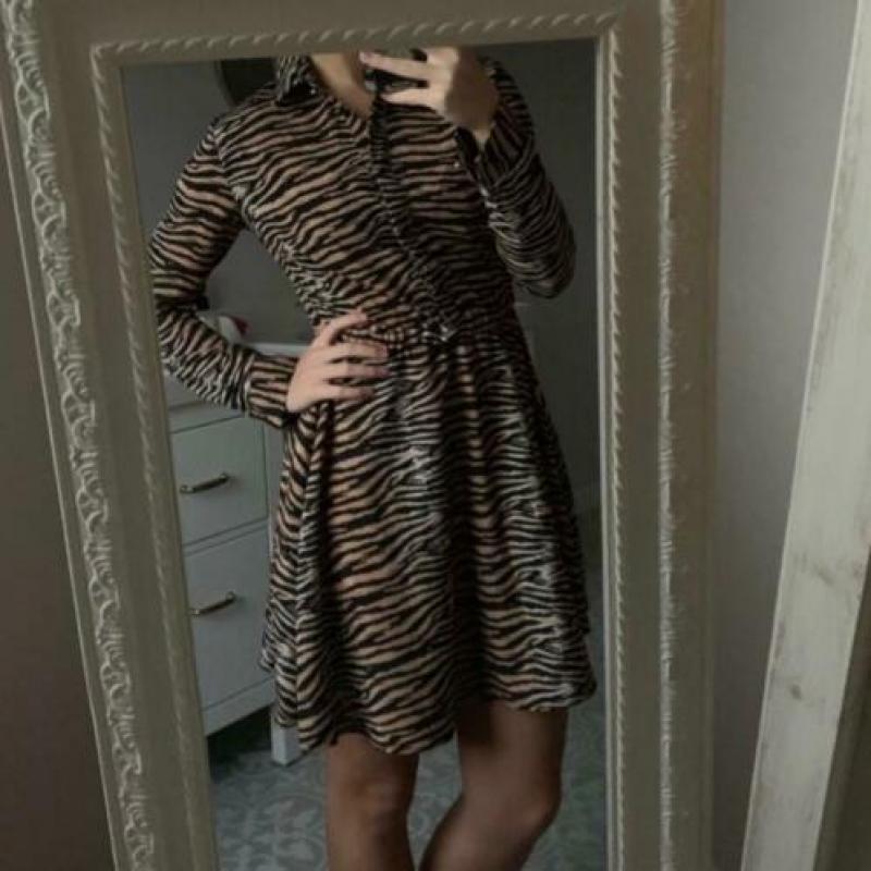 * SUPERTRASH, mt 34/XS * Het allerleukste tijgerprint jurkje