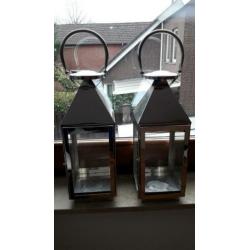 2 mooie windlichten rvs
