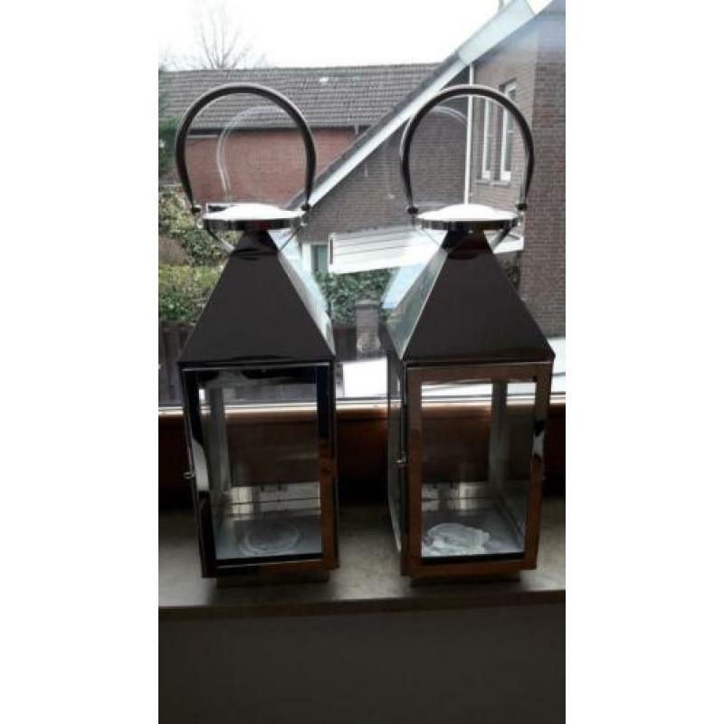 2 mooie windlichten rvs