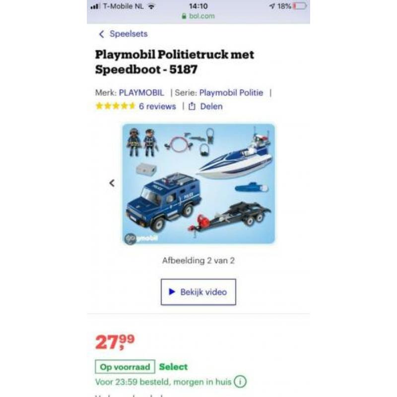 Playmobiel politie wagen en boot