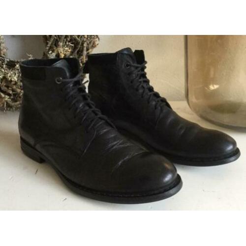 BIJENKORF heren boots veterschoenen zwart leer maat 42 zgan