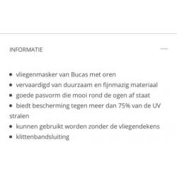 Vliegenmasker Bucas Buzz off Deluxe met oren Large