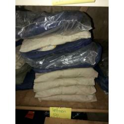 Overall's diverse maten en diverse stoffen