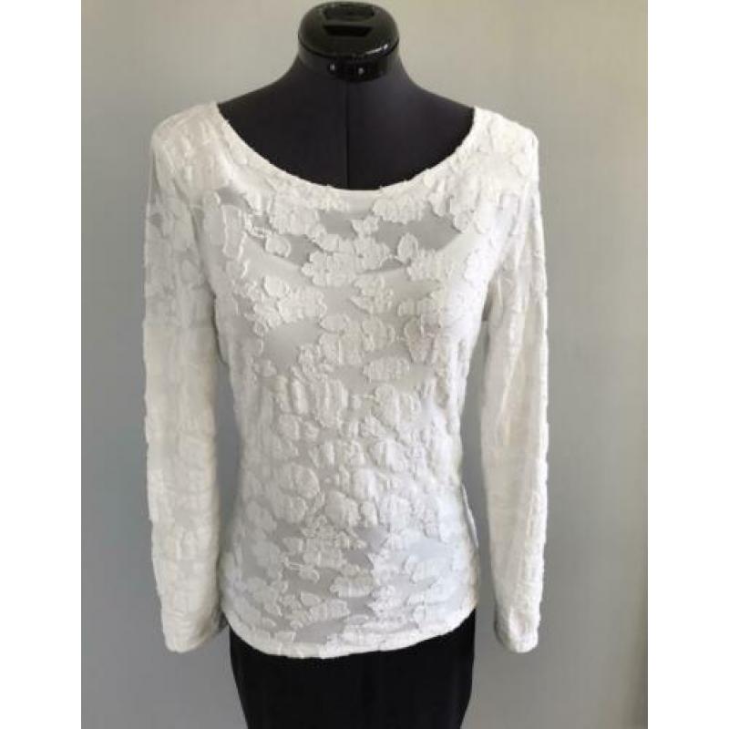 JOSEPHINE & CO top, wit, bloemstructuur, maat M