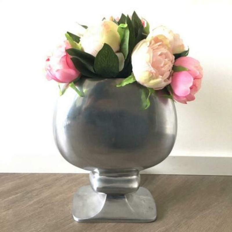 Mooie zilveren vaas / bloempot Rivièra stijl