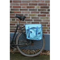 fietstas kitsch kitchen blauwwit geruit