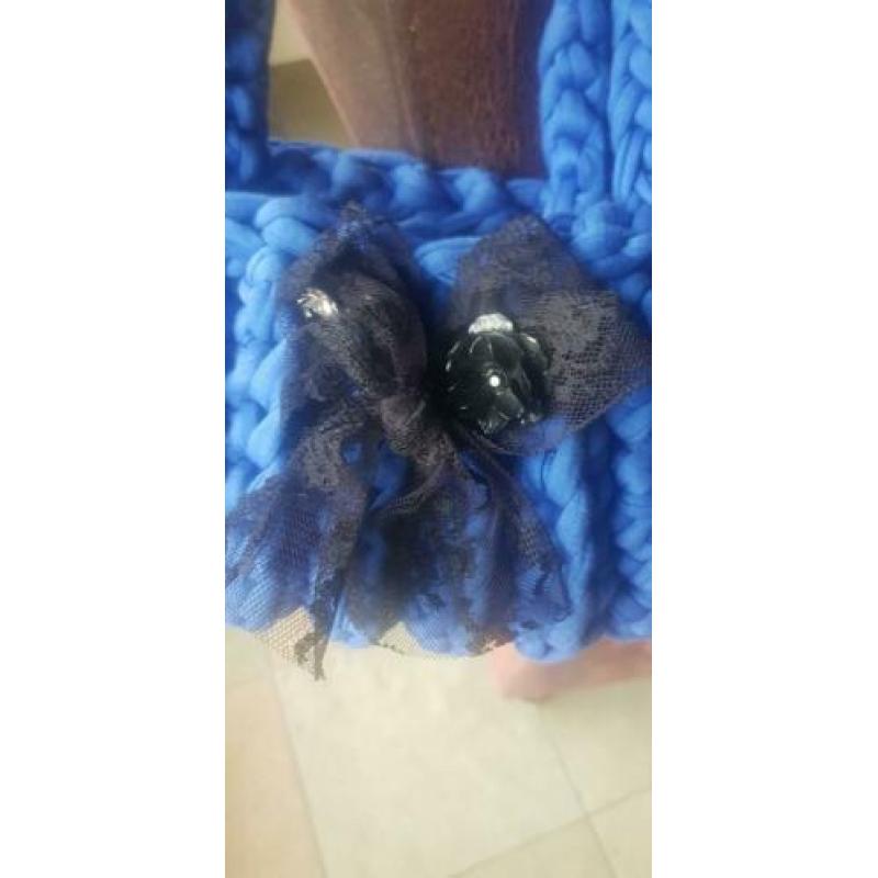 Leuk klein tasje spaghetti haken blauw 4 tot 6jaar