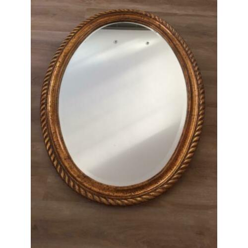 Spiegel brocante, vintage goudkleurige houten lijst