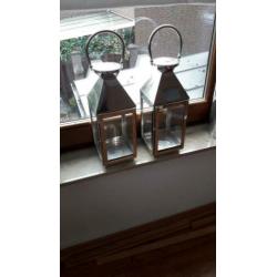 2 mooie windlichten rvs