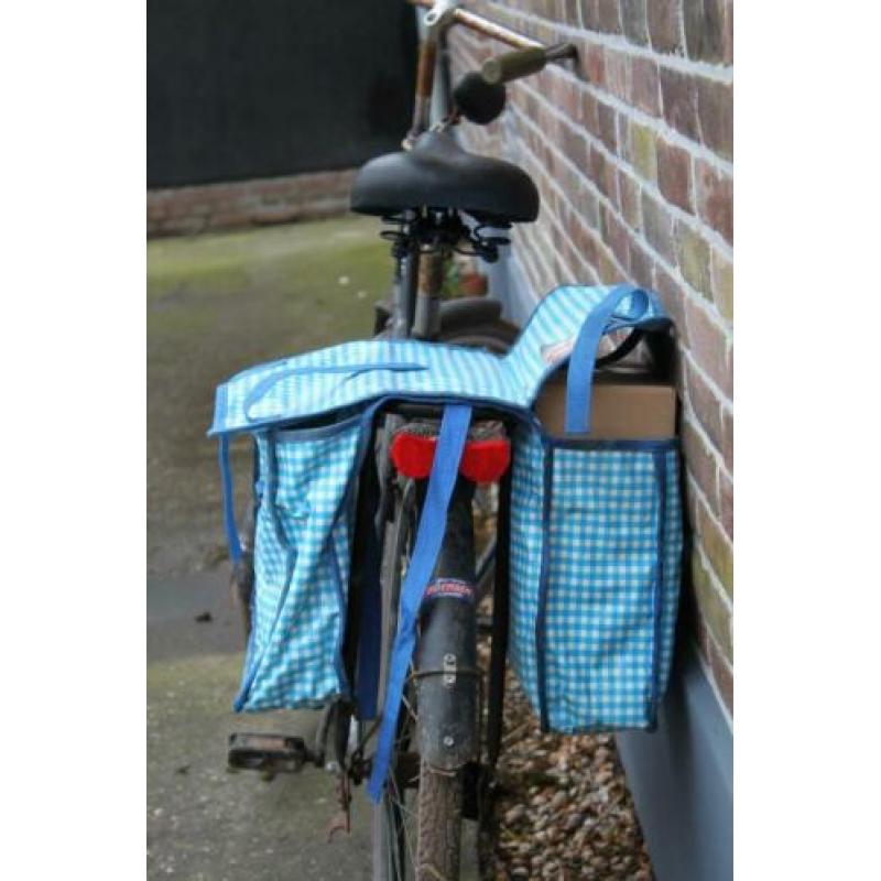 fietstas kitsch kitchen blauwwit geruit