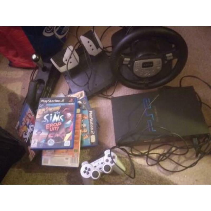 playstation 2met race stuur en spellen