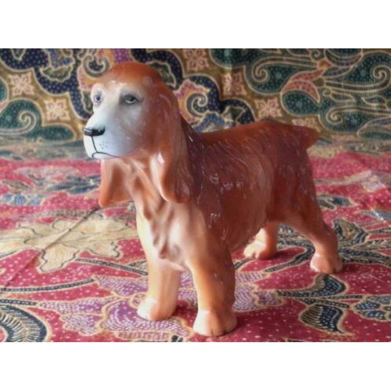 Prachtig oud porseleinen beeldje uit Engeland cocker spaniel