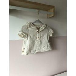 Crème zara blousje topje maat 68 katoen blouse baby girl