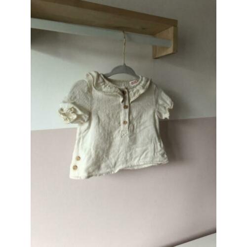 Crème zara blousje topje maat 68 katoen blouse baby girl