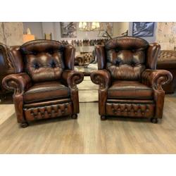 2 x Engelse Springvale chesterfield fauteuils Suzanne Rust