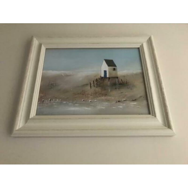 2 schilderijen strand kust beach 42x52cm