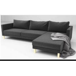 Grijze/ antraciet 3 zits hoekbank Ikea karlstad